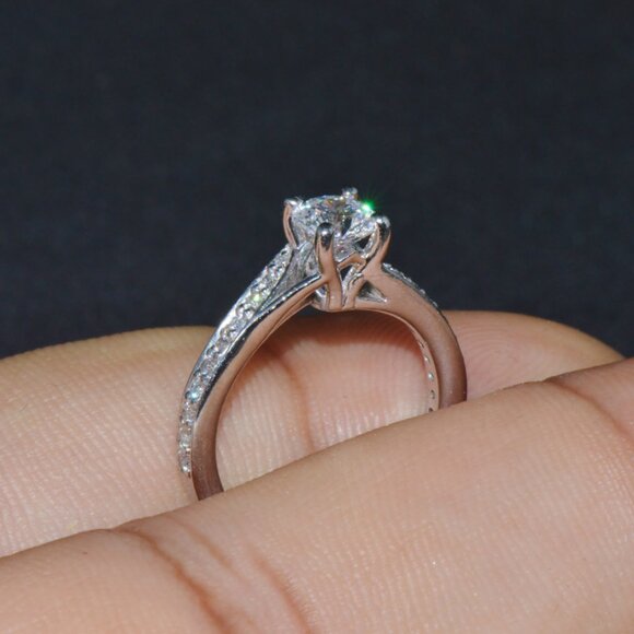 GIA Certified Natural 0.69CTS VVS E Diamond Solid 950 Platinum Designer Ring - Picture 10 of 11